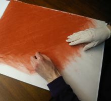 Coating newsprint with pastel to make "transfer paper"