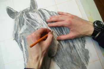 Transferring a charcoal pattern to Wallis sanded-paper